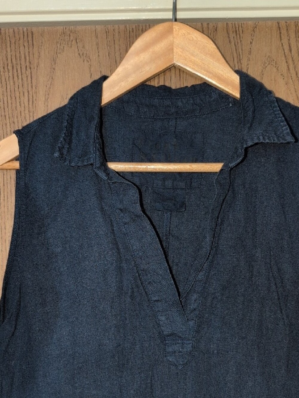 Frank & Eileen Navy 100% Linen Sleeveless Collared Maxi Sundress - Picture 2 of 8
